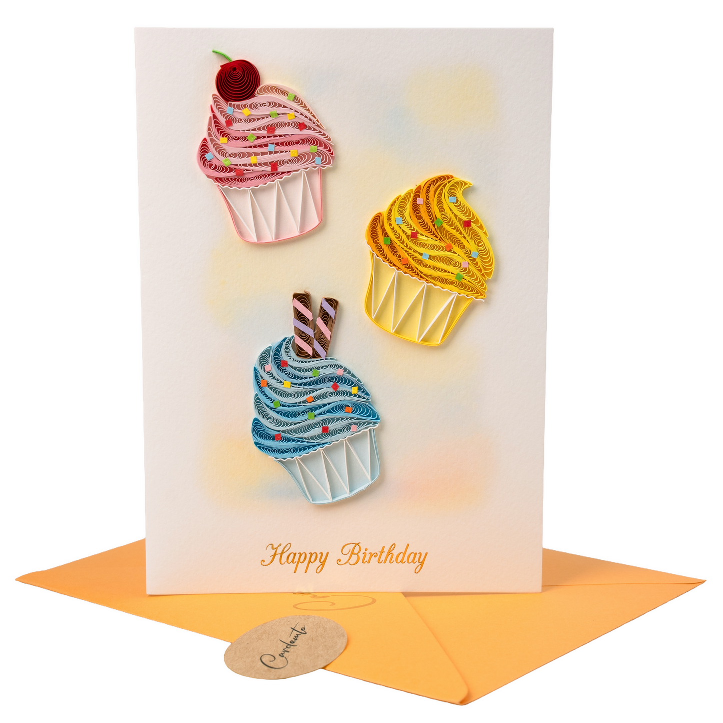 Confetti of Delight Luxury Handmade Quilling Birthday Cupcake Card