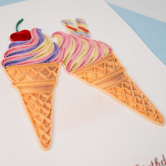 Sweet Harmony Luxury Handmade Quilling Ice Cream Birthday Card