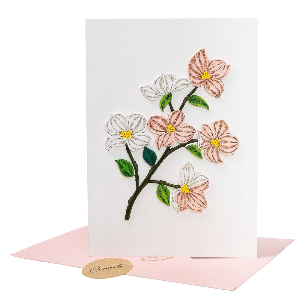 Quiet Dogwood Bloom Handmade Quilling Dogwood Card