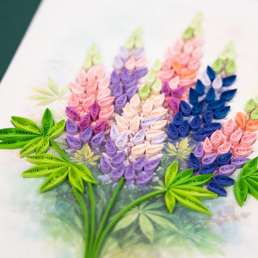 Fields of Wild Grace Handmade Quilling Lupine Card