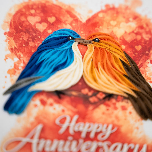 A Love in Harmony Handmade Quilling Anniversary Card