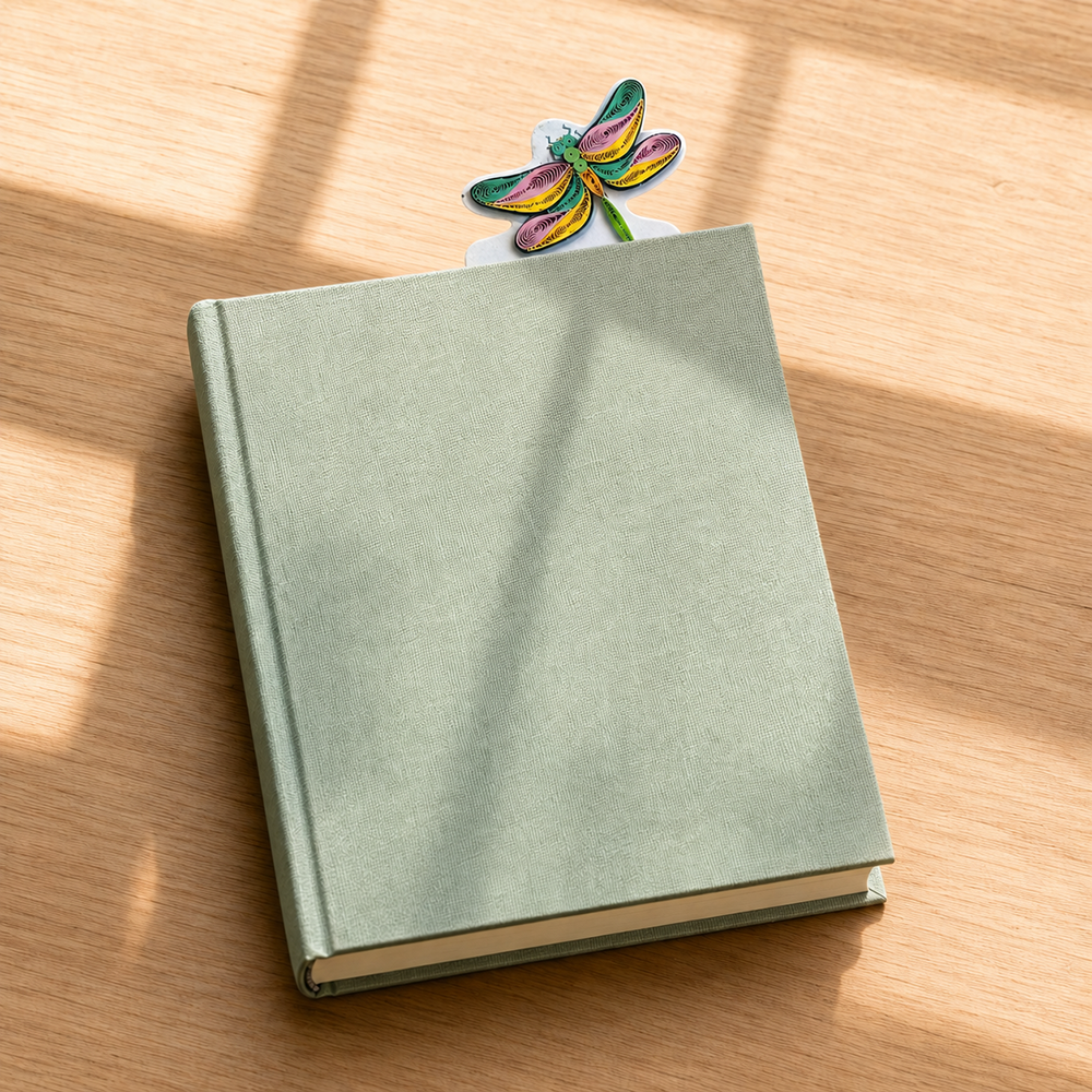 Dragonfly Lotus Pond Quilling Bookmark