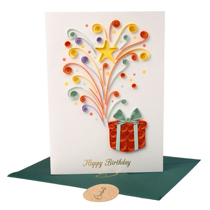 Starlit Surprise Luxury Handmade Quilling Birthday Greeting Card