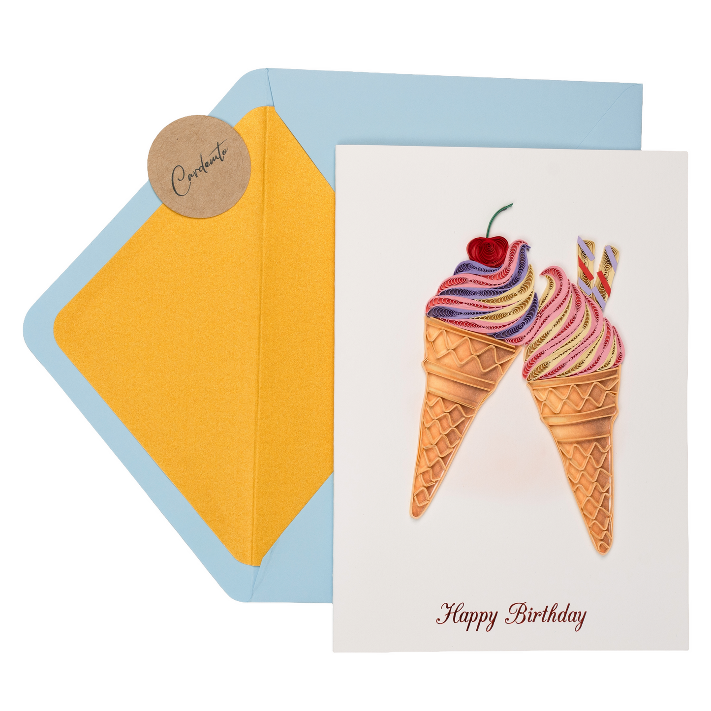 Sweet Harmony Luxury Handmade Quilling Ice Cream Birthday Card