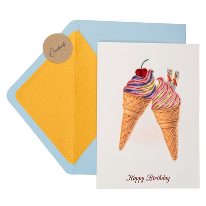 Sweet Harmony Luxury Handmade Quilling Ice Cream Birthday Card