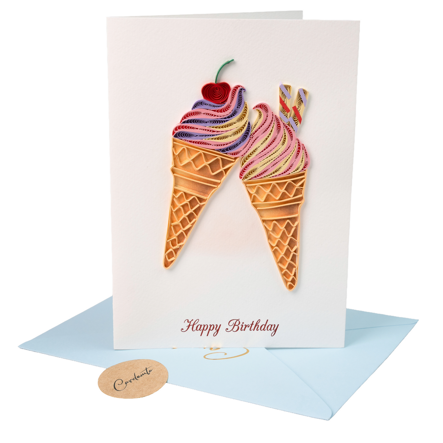 Sweet Harmony Luxury Handmade Quilling Ice Cream Birthday Card