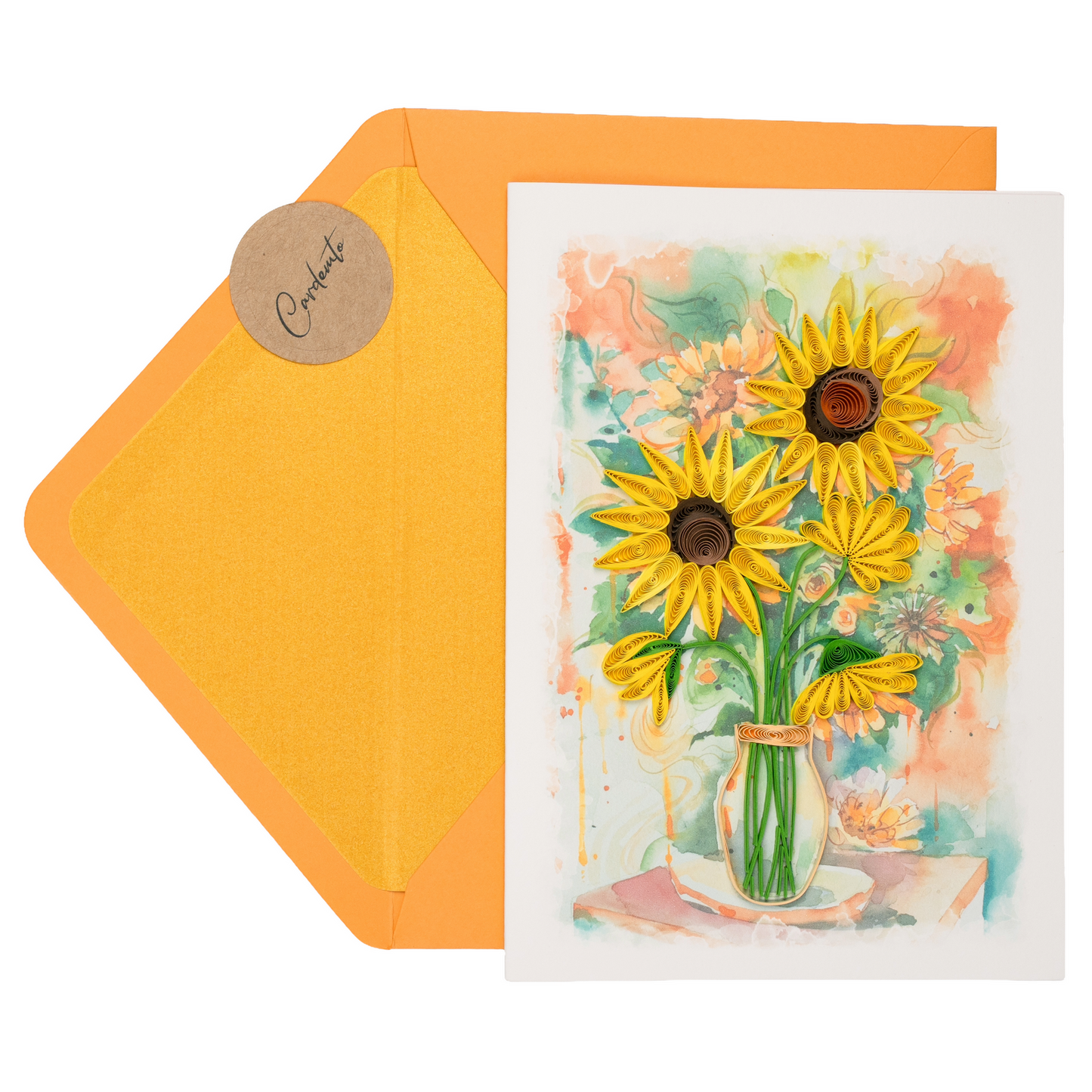 Golden Bloom Luxury Handmade Quilling Sunflower Greeting Card