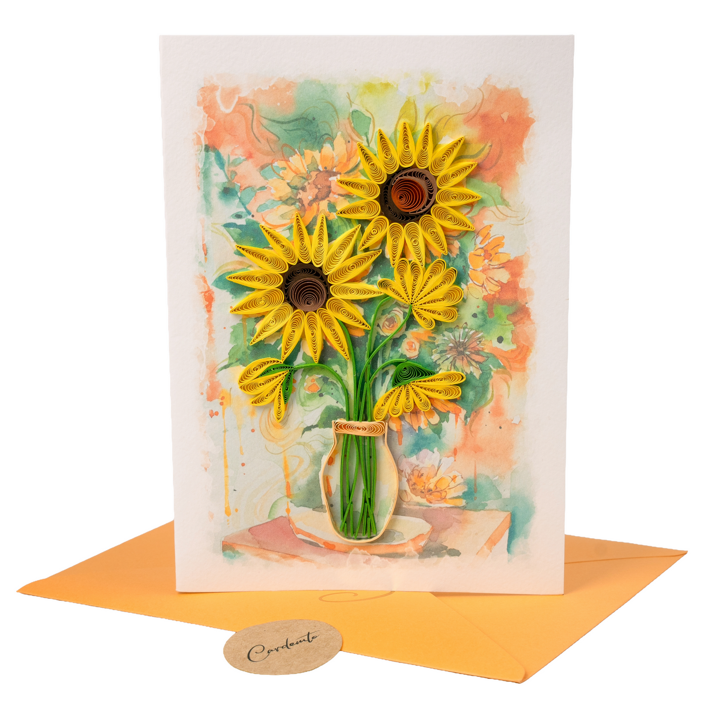 Golden Bloom Luxury Handmade Quilling Sunflower Greeting Card