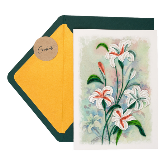 Lily in Still Air Luxury Handmade Quilling Lily Greeting Card