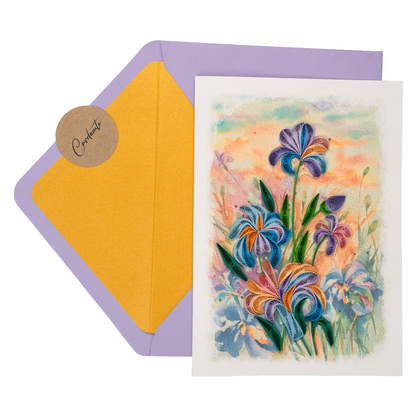 Iris in Motion Luxury Handmade Quilling Iris Greeting Card