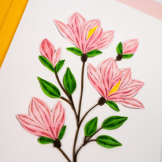 Magnolia in Bloom Handmade Quilling Magnolia Card