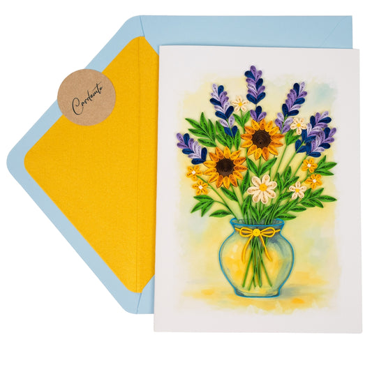 Gathered in Sunlight Handmade Quilling Floral Vase Card