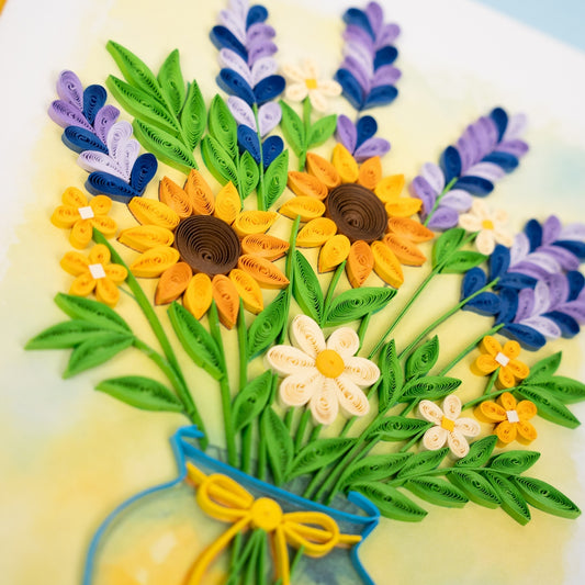 Gathered in Sunlight Handmade Quilling Floral Vase Card