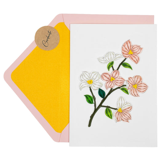 Quiet Dogwood Bloom Handmade Quilling Dogwood Card