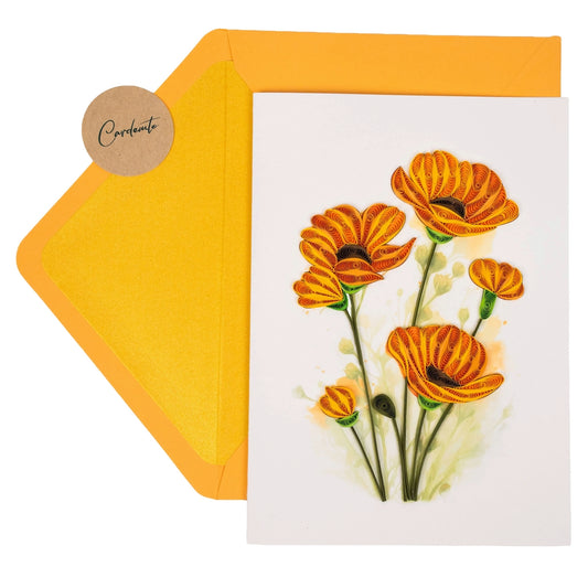 Embers in Bloom Handmade Quilling Poppy Card