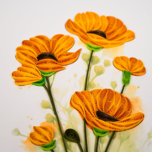 Embers in Bloom Handmade Quilling Poppy Card