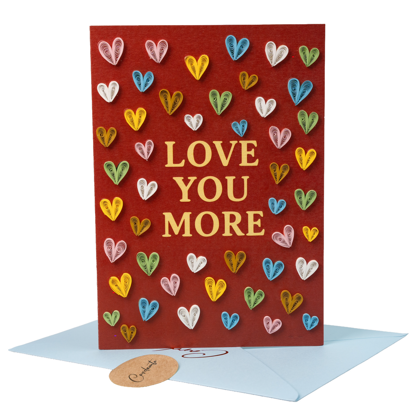 Love You More Luxury Handmade Quilling Love Card