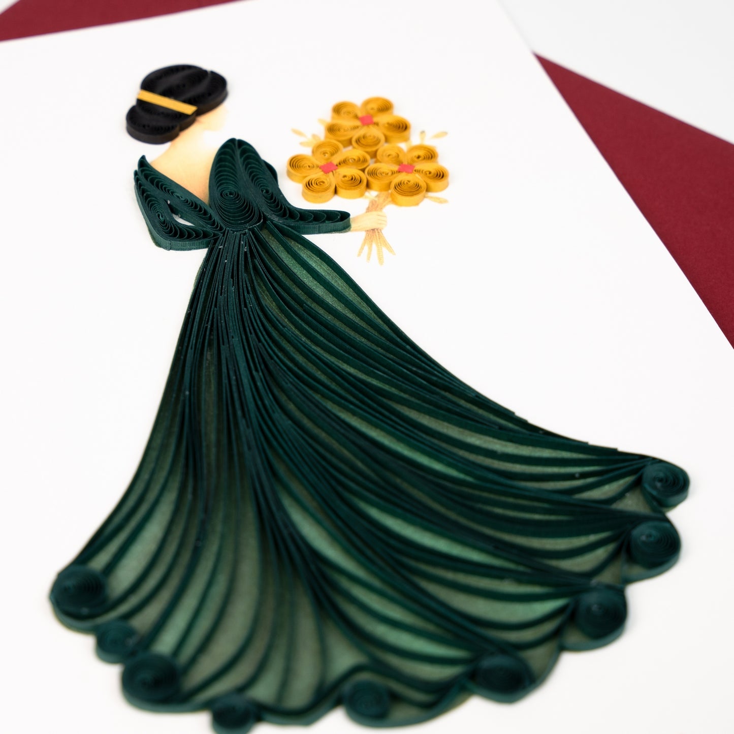 Emerald Bride Luxury Handmade Quilling Wedding Card