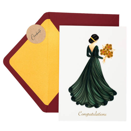 Emerald Bride Luxury Handmade Quilling Wedding Card