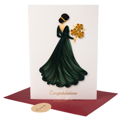 Emerald Bride Luxury Handmade Quilling Wedding Card