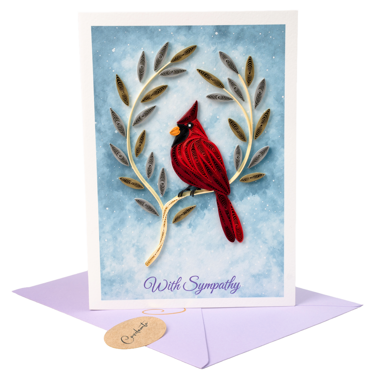 Crimson Remembrance Luxury Handmade Quilling Sympathy Card