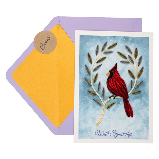 Crimson Remembrance Luxury Handmade Quilling Sympathy Card