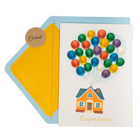 Lifted to New Beginnings Handmade Quilling New Home Card