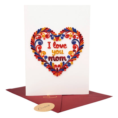 With All My Heart, Mom Handmade Quilling Mother’s Love Card