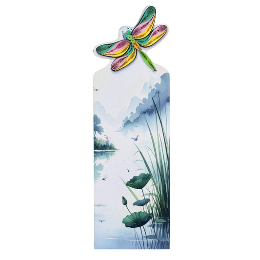 Dragonfly Lotus Pond Quilling Bookmark